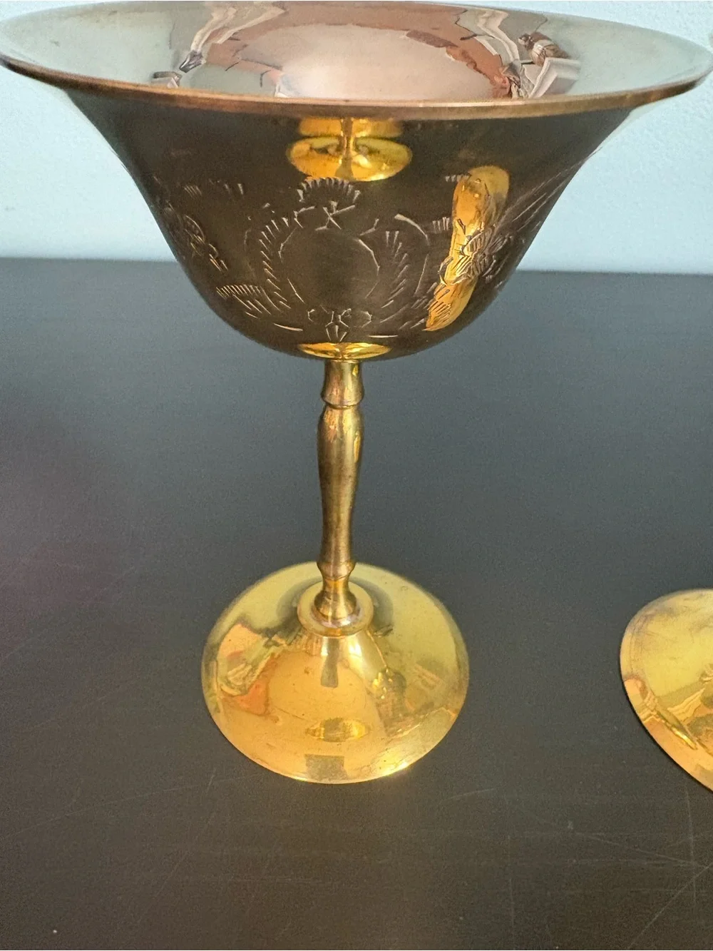Vintage Etched Brass Coupes - Pair of 2 Lead Free
